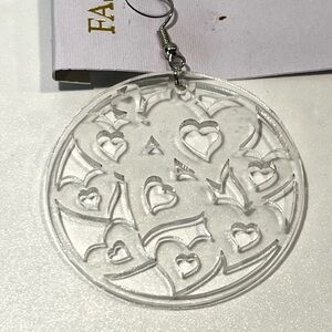 I Love Myself Transparent Heart Drop Pierced Earrings